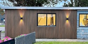 Реечная панель ДПК Turtle Shell, Middle Lines, Australian Palisander Co-Extrusion современная отделка фасада качественными рейками (1
