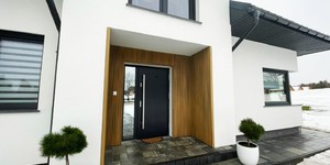 Реечная панель ДПК Turtle Shell, Middle Lines, Siberian Pine Co-Extrusion парадный вход из реек