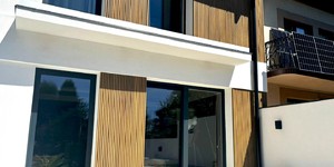 Реечная панель ДПК Turtle Shell, Middle Lines, Siberian Pine Co-Extrusion рейки в экстерьере фото (1)