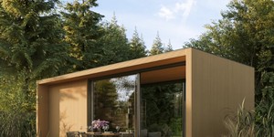 Реечная панель ДПК на фасаде Turtle Shell, Middle Lines, Siberian Pine Co-Extrusion современная теплая беседка