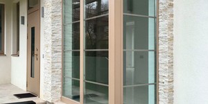 3D панели из натурального камня Кварцит Beige Quartz Classic от бренда  RKS SLATE фото фасада из камня бежевого (1)