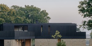 Камень для фасада фото готовых домов 3D панели RKS SLATE Кварцит Sesame Yellow Country заказать (7)