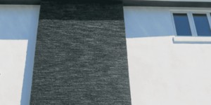 Фасад из черного камня полосой 3D панели RKS SLATE Кварцит Black Quartz Pencil купить (6)