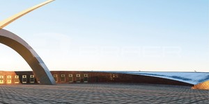 Тротуарная плитка узор квадрат из двух цветов Браер ЛУВР гранит на сером, гранит на белом